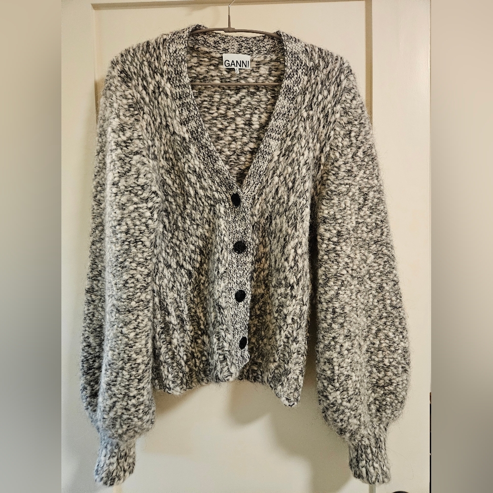 Ganni Black and White Cardigan